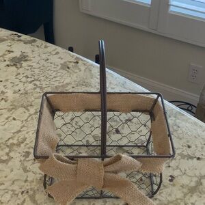 Rustic Wire Basket with Burlap Accents